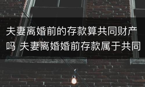 夫妻离婚前的存款算共同财产吗 夫妻离婚婚前存款属于共同吗