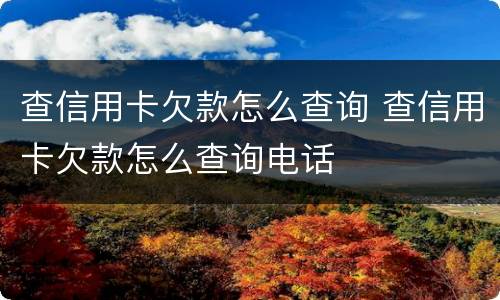 查信用卡欠款怎么查询 查信用卡欠款怎么查询电话