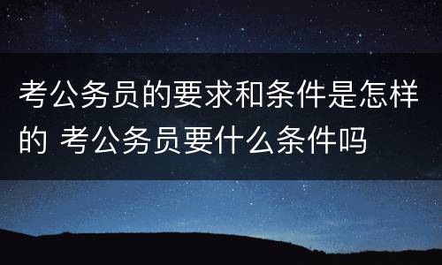 考公务员的要求和条件是怎样的 考公务员要什么条件吗