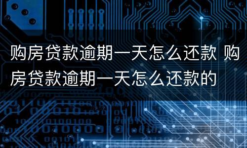 购房贷款逾期一天怎么还款 购房贷款逾期一天怎么还款的