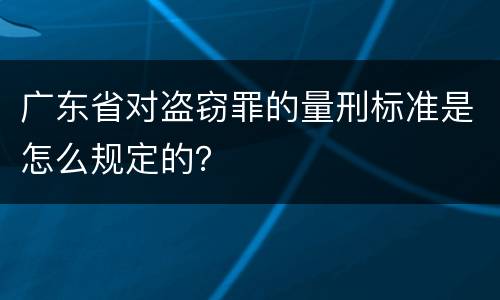 广东省对盗窃罪的量刑标准是怎么规定的？