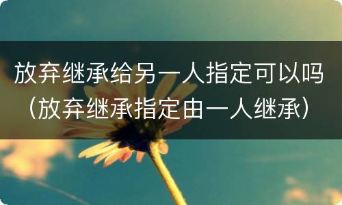 放弃继承给另一人指定可以吗（放弃继承指定由一人继承）