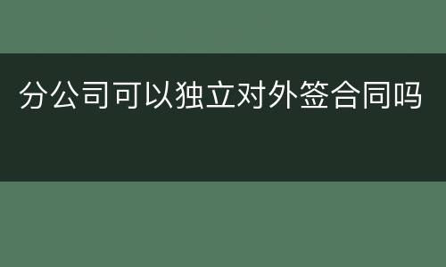 分公司可以独立对外签合同吗