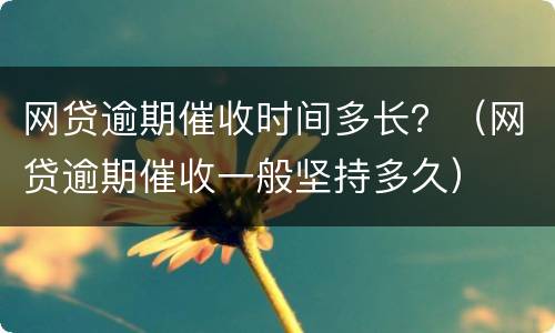 网贷逾期催收时间多长？（网贷逾期催收一般坚持多久）