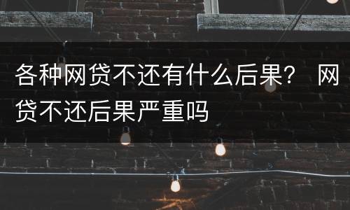 各种网贷不还有什么后果？ 网贷不还后果严重吗