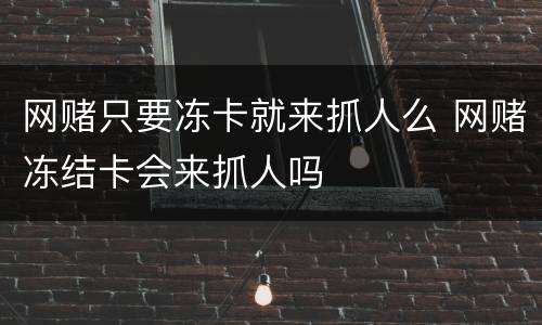 网赌只要冻卡就来抓人么 网赌冻结卡会来抓人吗