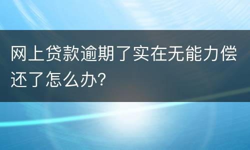 网上贷款逾期了实在无能力偿还了怎么办？