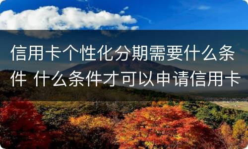 信用卡个性化分期需要什么条件 什么条件才可以申请信用卡个性化分期业务