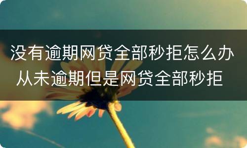 没有逾期网贷全部秒拒怎么办 从未逾期但是网贷全部秒拒