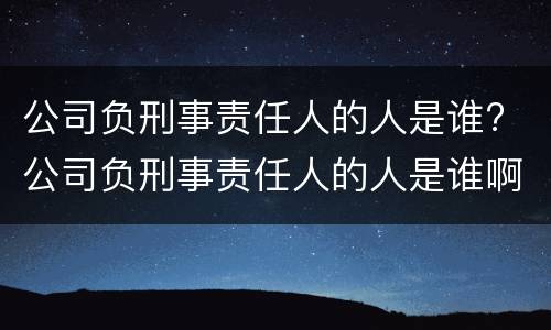 公司负刑事责任人的人是谁? 公司负刑事责任人的人是谁啊