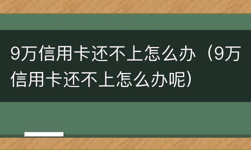 9万信用卡还不上怎么办（9万信用卡还不上怎么办呢）