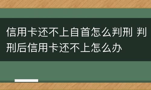 信用卡还不上自首怎么判刑 判刑后信用卡还不上怎么办
