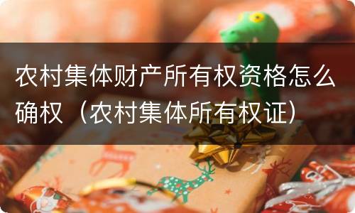 农村集体财产所有权资格怎么确权（农村集体所有权证）