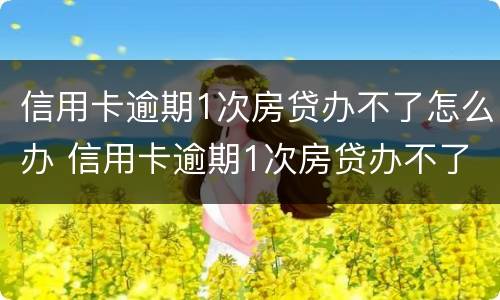 信用卡逾期1次房贷办不了怎么办 信用卡逾期1次房贷办不了怎么办呢