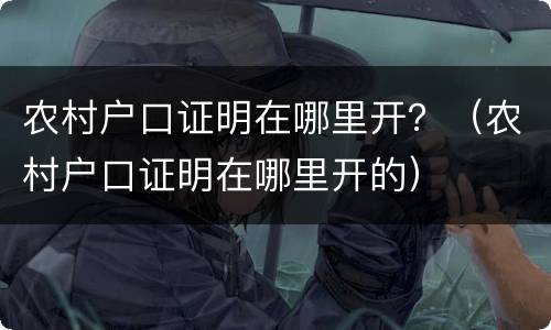 农村户口证明在哪里开？（农村户口证明在哪里开的）