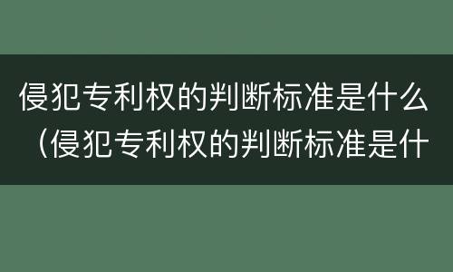 侵犯专利权的判断标准是什么（侵犯专利权的判断标准是什么意思）