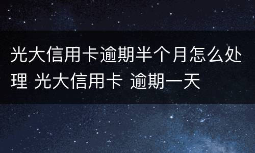 光大信用卡逾期半个月怎么处理 光大信用卡 逾期一天