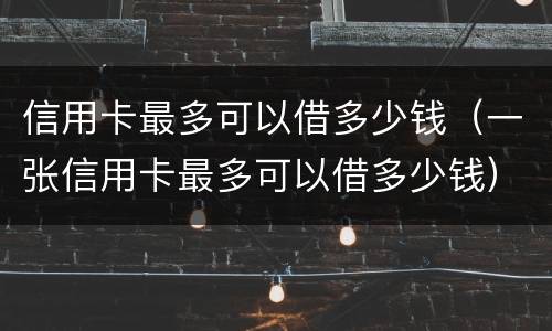 信用卡最多可以借多少钱（一张信用卡最多可以借多少钱）