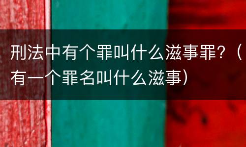 刑法中有个罪叫什么滋事罪?（有一个罪名叫什么滋事）