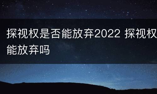 探视权是否能放弃2022 探视权能放弃吗