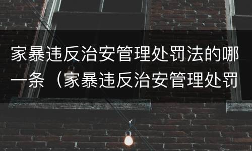家暴违反治安管理处罚法的哪一条（家暴违反治安管理处罚法的哪一条最严重）