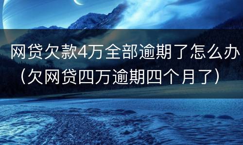 网贷欠款4万全部逾期了怎么办（欠网贷四万逾期四个月了）
