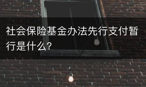 社会保险基金办法先行支付暂行是什么？