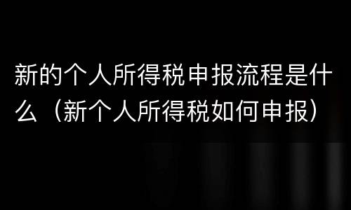 新的个人所得税申报流程是什么（新个人所得税如何申报）