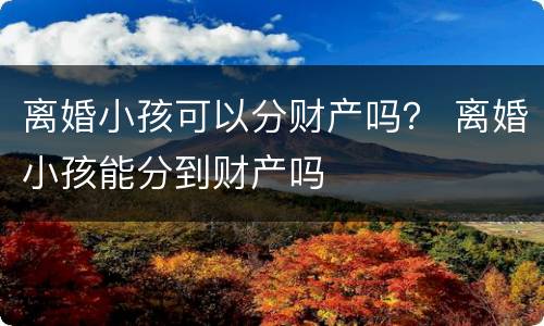 离婚小孩可以分财产吗？ 离婚小孩能分到财产吗