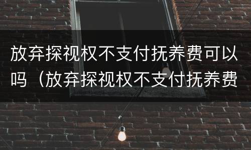 放弃探视权不支付抚养费可以吗（放弃探视权不支付抚养费可以吗）