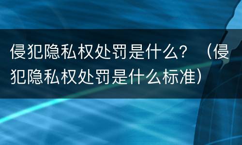 侵犯隐私权处罚是什么？（侵犯隐私权处罚是什么标准）