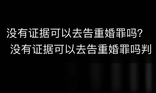 没有证据可以去告重婚罪吗？ 没有证据可以去告重婚罪吗判几年