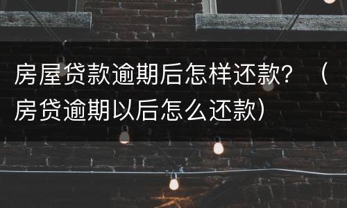 房屋贷款逾期后怎样还款？（房贷逾期以后怎么还款）