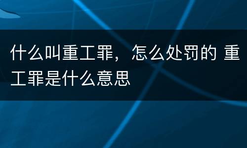 什么叫重工罪，怎么处罚的 重工罪是什么意思