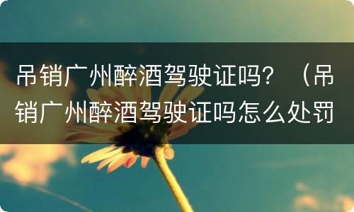 吊销广州醉酒驾驶证吗?(吊销广州醉酒驾驶证吗怎么处罚)