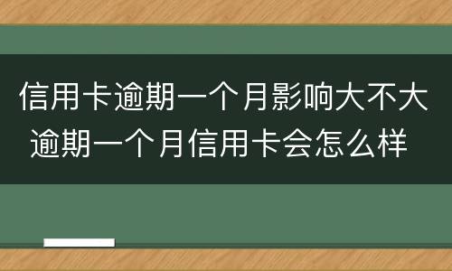 信用卡逾期一个月影响大不大 逾期一个月信用卡会怎么样