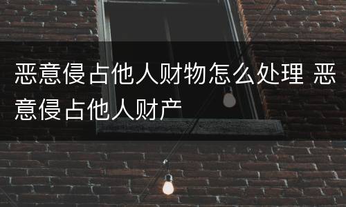 恶意侵占他人财物怎么处理 恶意侵占他人财产