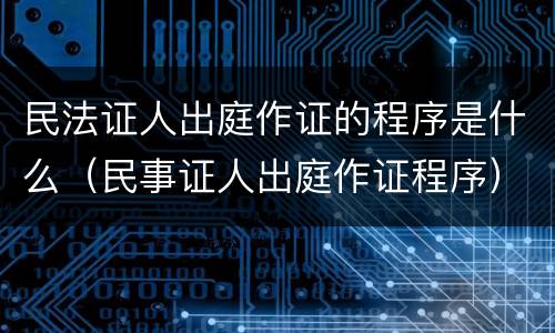 民法证人出庭作证的程序是什么（民事证人出庭作证程序）
