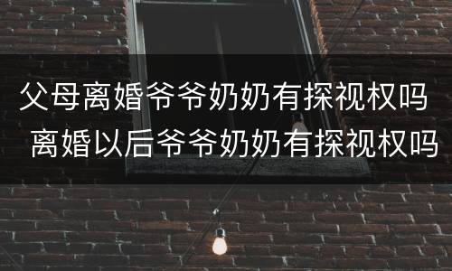 父母离婚爷爷奶奶有探视权吗 离婚以后爷爷奶奶有探视权吗
