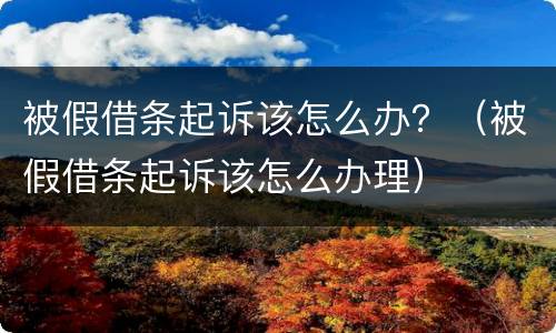 被假借条起诉该怎么办？（被假借条起诉该怎么办理）