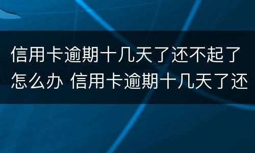 信用卡逾期十几天了还不起了怎么办 信用卡逾期十几天了还不起了怎么办呀