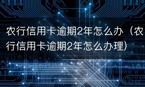农行信用卡逾期2年怎么办（农行信用卡逾期2年怎么办理）