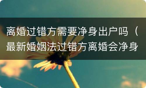 离婚过错方需要净身出户吗（最新婚姻法过错方离婚会净身出户吗）