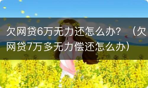 欠网贷6万无力还怎么办？（欠网贷7万多无力偿还怎么办）