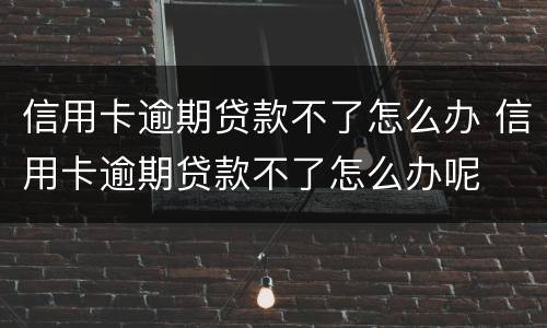 信用卡逾期贷款不了怎么办 信用卡逾期贷款不了怎么办呢