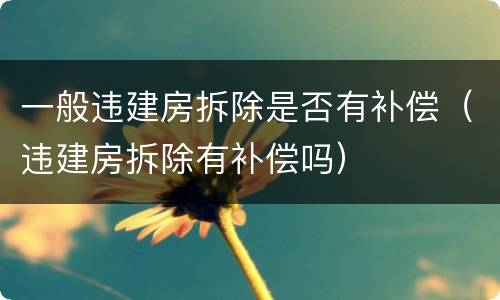 一般违建房拆除是否有补偿（违建房拆除有补偿吗）