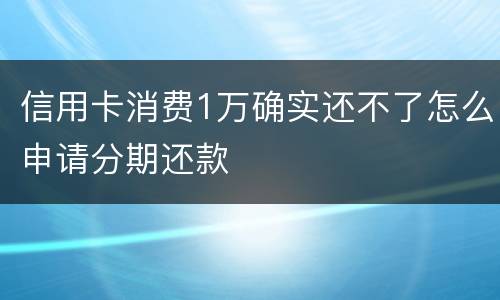 信用卡消费1万确实还不了怎么申请分期还款