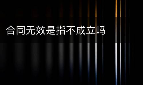 合同无效是指不成立吗