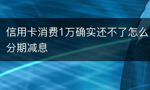 信用卡消费1万确实还不了怎么分期减息