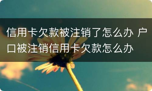信用卡欠款被注销了怎么办 户口被注销信用卡欠款怎么办